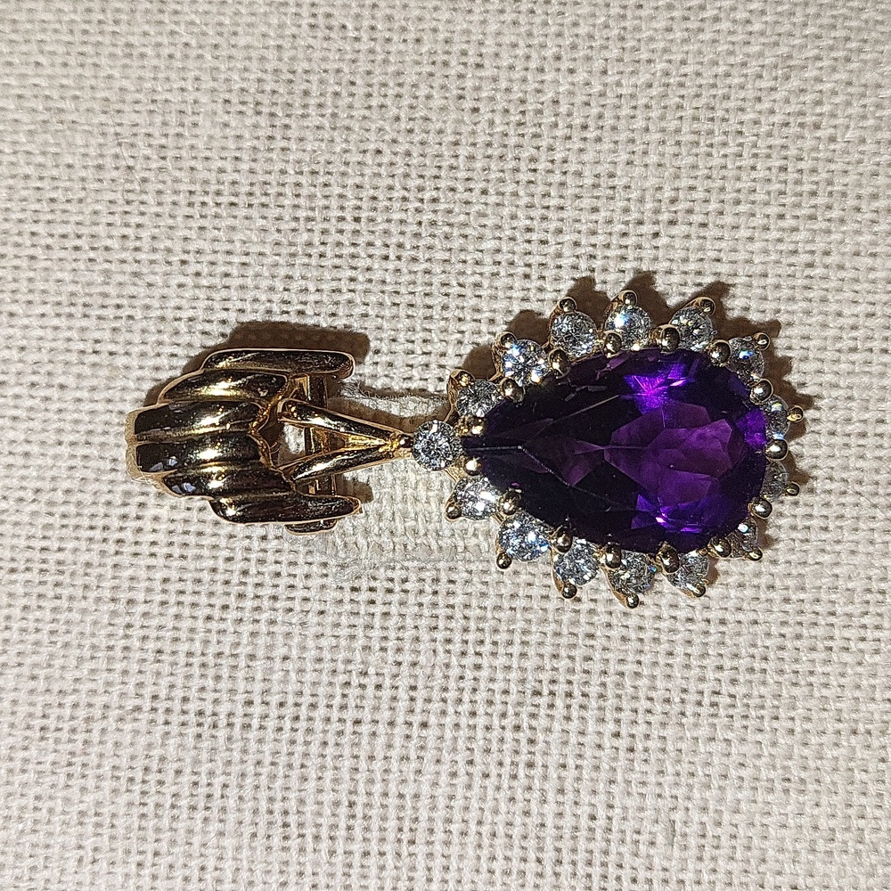 Genuine 14K Yellow Gold, Diamonds, & Amethyst Fine Jew… - Picture 3 of 16